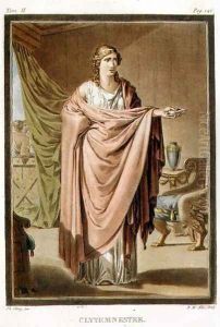 Clytemnestra, costume for 'Iphigenia in Aulis', from Volume II of 'Research on the Costumes and Theatre of All Nations'