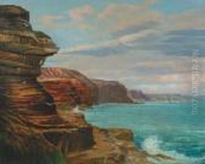 An English Coastline With Cliffs by Clement Rollins Grant
