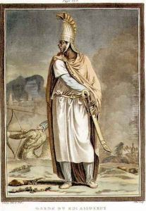 A Guard of King Ahasuerus, costume for 'Esther', from Volume I of 'Research on the Costumes and Theatre of All Nations', by Philippe Chery