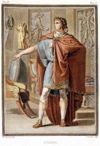 Nero, costume for 'Britannicus' by Jean Racine, from Volume II of 'Research on the Costumes and Theatre of All Nations' by Philippe Chery