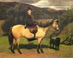 Janet Florence Menzies (lady Bridges)on A Pony In A Landscape by Sir Francis Grant