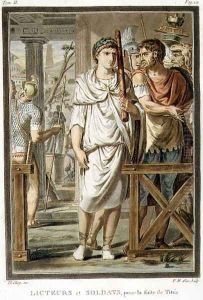 Lictors and Soldiers from the Retinue of Titus, costumes for 'Berenice', from Volume II of 'Research on the Costumes and Theatre of All Nations' by Philippe Chery