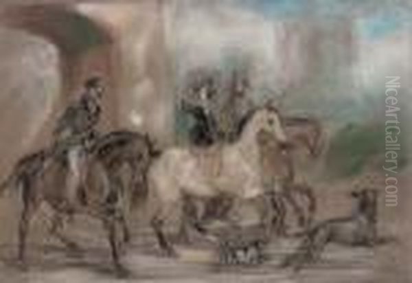 A Preparatory Sketch For 'queen Victoria Riding Out At Windsor Castle' - view 1