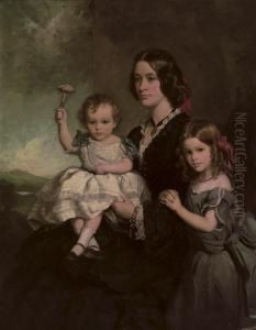 Portrait Of Mrs James Beech, Alice Mary Beech And Rowland John Beech by Sir Francis Grant