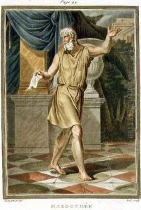 Mordecai, costume for 'Esther', from Volume I of 'Research on the Costumes and Theatre of All Nations' by Philippe Chery