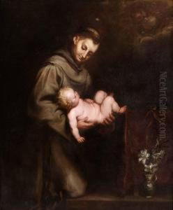 Antonius Av Padua Hallandes Jesusbarnet. by Nicola Grassi