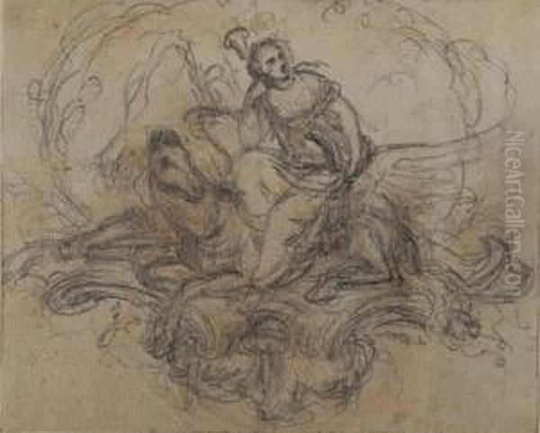 Allegory Of Poetry With Lyre And Trombone On Pegasus - view 1