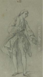 A Gentleman Gesturing To The Left by Hubert-Francois Gravelot