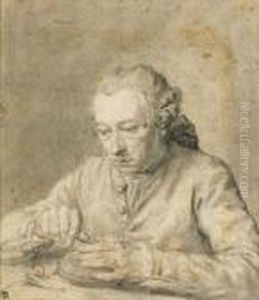 A Goldsmith Working At His Desk, Bust-length by Hubert-Francois Gravelot