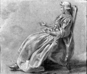 A Seated Woman In Profile To The Left by Hubert-Francois Gravelot
