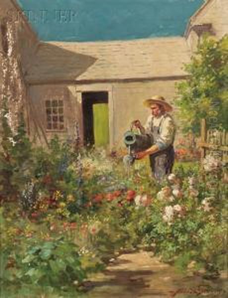 Watering The Flower Garden - view 1