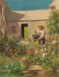 Watering The Flower Garden