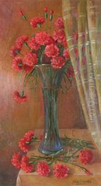 Carnations In A Clear Vase - view 1