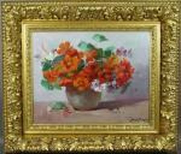 A Vase Of Nasturtiums - view 1