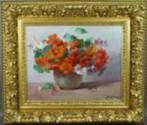A Vase Of Nasturtiums