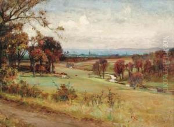 A Scottish River Landscape With A City Beyond - view 1