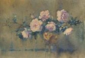 Roses In A Bronze Pot by James Gray