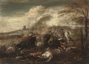 A Cavalry Skirmish by Ciccio Graziani
