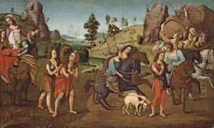 Jason and Queen Hypsipyle with the women of Lemnos a spalliera