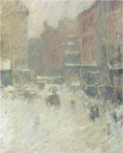 Snowy Day In Union Square by Edmund William Greacen