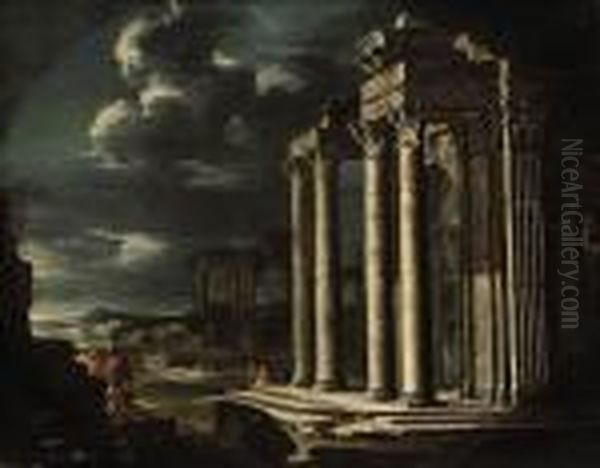 An Architectural Capriccio With Soldiers Conversing - view 1