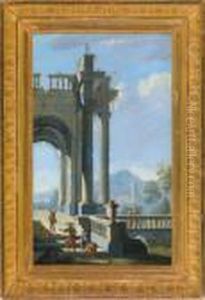 Capriccio Architettonico Con Figure by Gennaro Greco