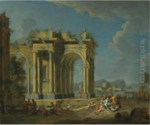 An Architectural Capriccio With Bacchus And Ariadne