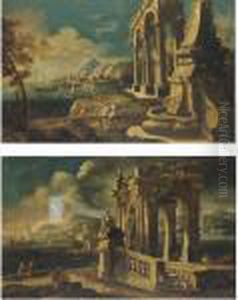 Vedute Costiere Con Capricci Architettonici E Figure