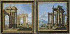 Lotto Unico Di Due Dipinti: <architettura Con Arco Trionfale E Lotto Unico Di Due Dipinti: <architettura Con Arco Trionfale E