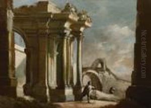 Rovine Classiche Con Viandante by Gennaro Greco