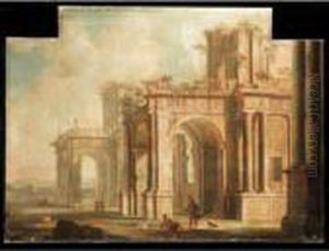 An Architectural Capriccio With Figures Amongst Ruins