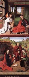 Annunciation and Nativity 1452 by Petrus Christus