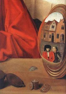 St Eligius in His Workshop (detail) 1449 by Petrus Christus