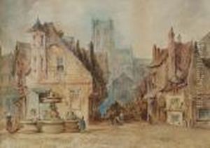 Continental Town Street Scene by Nathaniel Everett Green