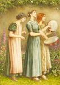 Three Women In A Garden Making Music by Kate Greenaway