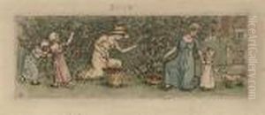 An Illustration For The Almanack, July by Kate Greenaway