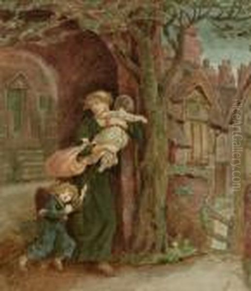 Woman Fleeing With Child - view 1