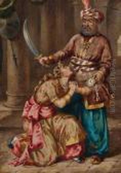 Indian Sultan And Begging Woman - view 1