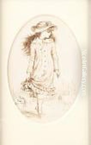 Young Girl Paddling In A Stream - view 1