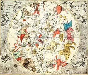Celestial Planisphere Showing the Signs of the Zodiac, from 'The Celestial Atlas, or The Harmony of the Universe' by Andreas Cellarius