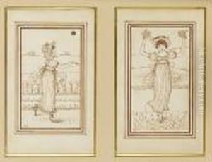Playing Ball; Gathering Flowers by Kate Greenaway