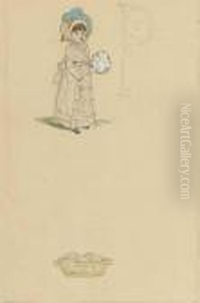 Study Of A Girl With A Posy Of Flowers - view 1