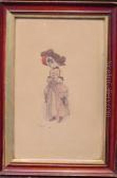 Young Girl With Feathered Hat - view 1