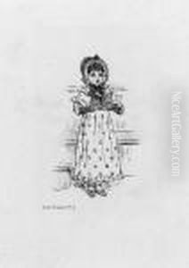 Study Of A Young Girl Wearing A Bonnet And Reading From Abook by Kate Greenaway