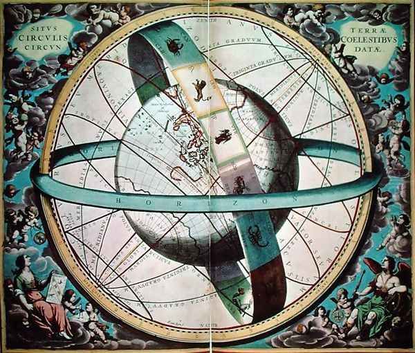 World map with encircling zodiac, 'Situs Terrae Circulis Coelestibus Circundate", from 'The Celestial Atlas, or the Harmony of the Universe' - view 1