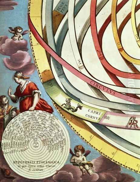 Corner detail of a geocentric map, showing the Ptolemaic systems from 'The Celestial Atlas, or the Harmony of the Universe' - view 1