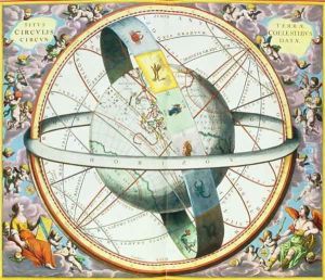 The Situation of the Earth in the Heavens, plate 74 from 'The Celestial Atlas, or the Harmony of the Universe' by Andreas Cellarius