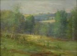 Forest Landscape With Distant Mountains by Joseph H. Greenwood