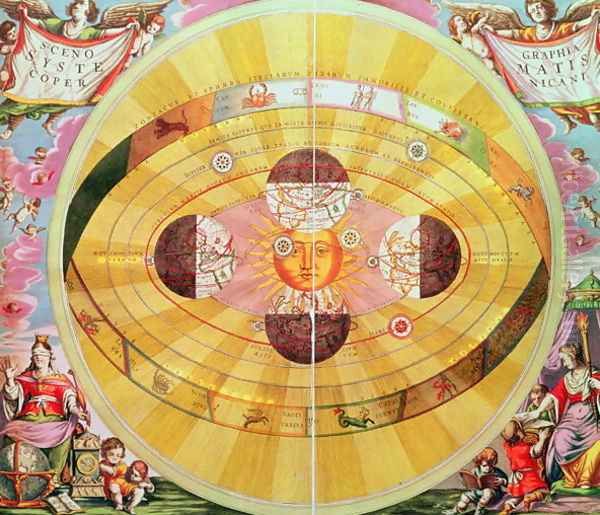 Scenographia: Systematis Copernicani Astrological Chart, c.1543, devised by Nicolaus Copernicus (1473-1543) from 'The Celestial Atlas, or the Harmony of the Universe' by Andreas Cellarius