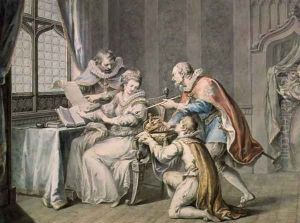 The Dukes of Northumberland and Suffolk praying Lady Jane Grey to accept the Crown